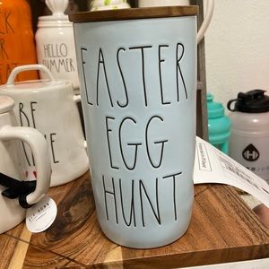 Rae Dunn Blue Cellar Easter Egg Hunt with blk writing